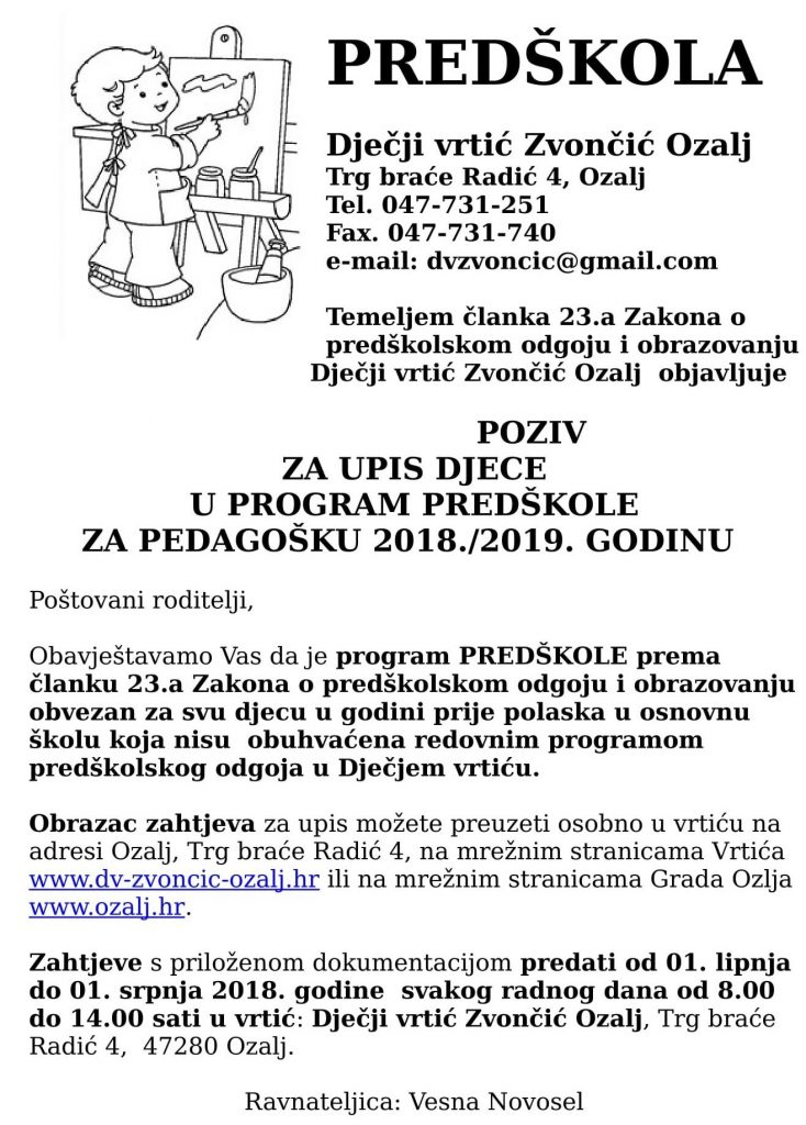 POZIV ZA UPIS U PROGRAM PREDŠKOLE-1